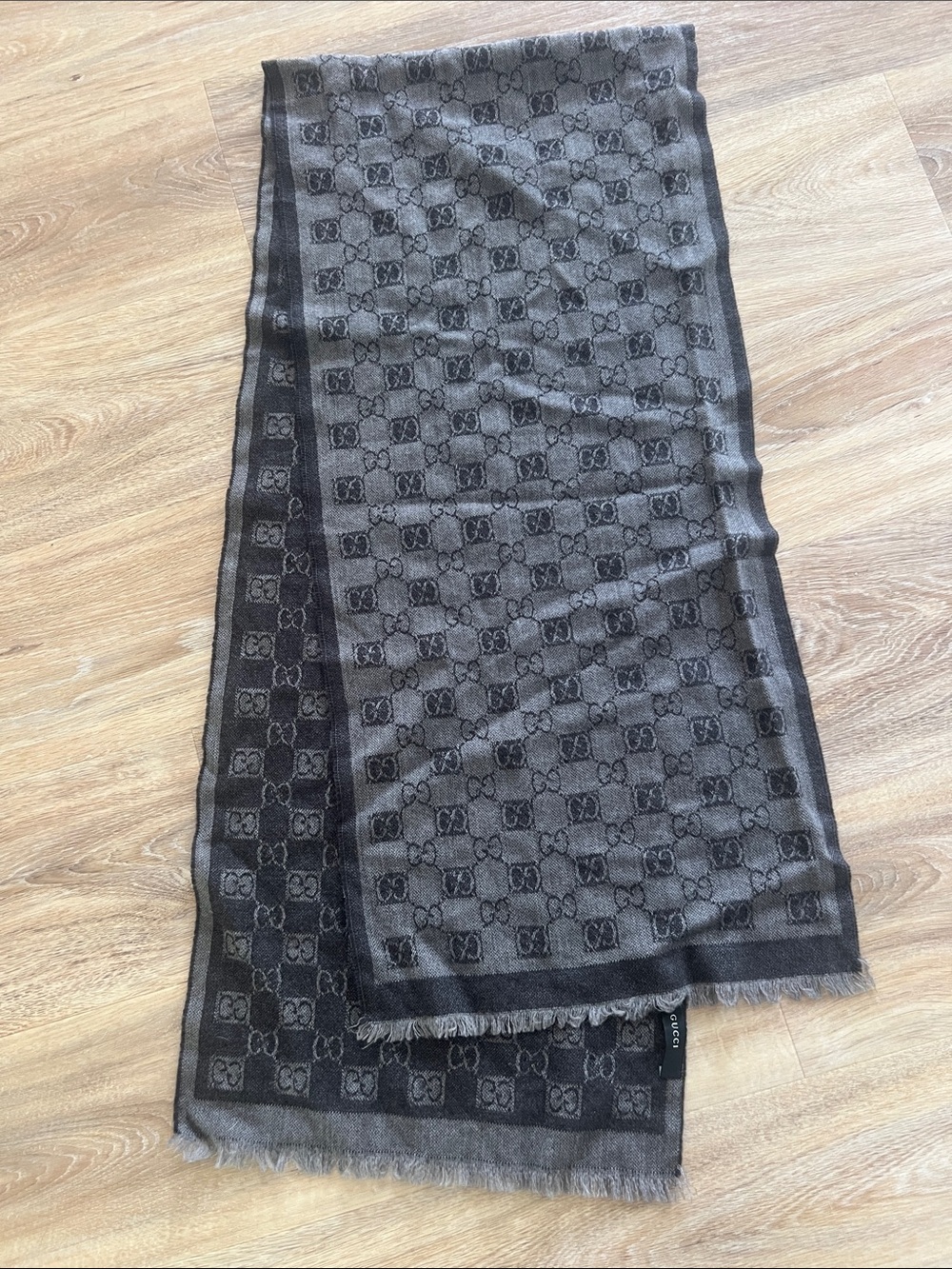 Gucci Grey and Black GG Jacquard Men's Scarf